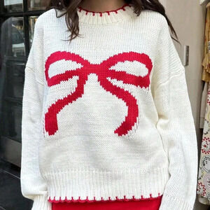 Women Bow Knit Sweater